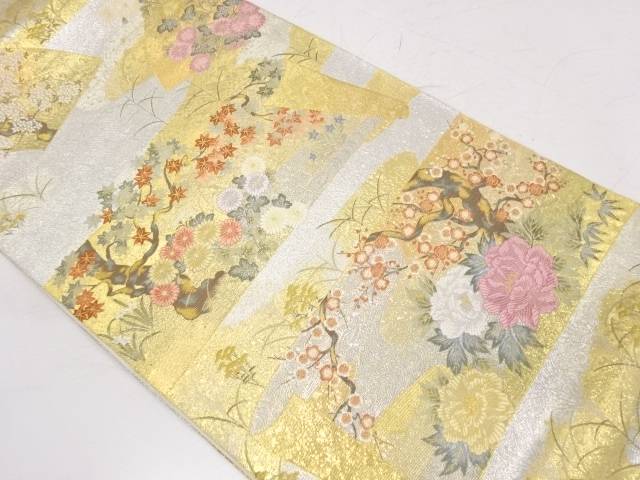 最高級 リサイクル 未使用品 絵巻四季草花織出し袋帯 送料無料 和服 和装 着物 きもの 帯 おしゃれ かわいい まもなく販売終了 和服レディースファッション Insolite Guadeloupe Voyage Com