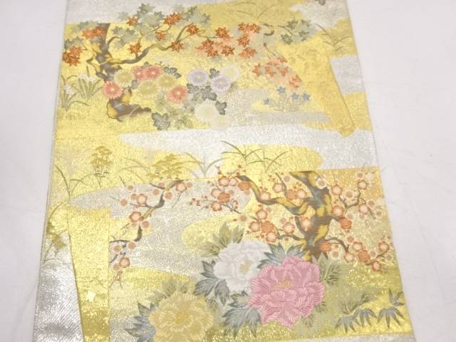 最高級 リサイクル 未使用品 絵巻四季草花織出し袋帯 送料無料 和服 和装 着物 きもの 帯 おしゃれ かわいい まもなく販売終了 和服レディースファッション Insolite Guadeloupe Voyage Com