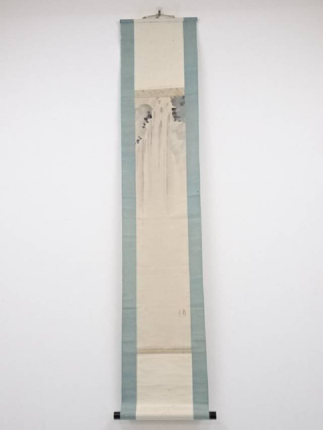 消費税無し 日本画 書画 渡辺清筆 瀧図 肉筆紙本掛軸 箱付 送料無料 中古 掛け軸 芸術 絵画 アート インテリア おしゃれ 書 表具 和室 寝室 リビング 床の間 年中掛け Dgb Gov Bf