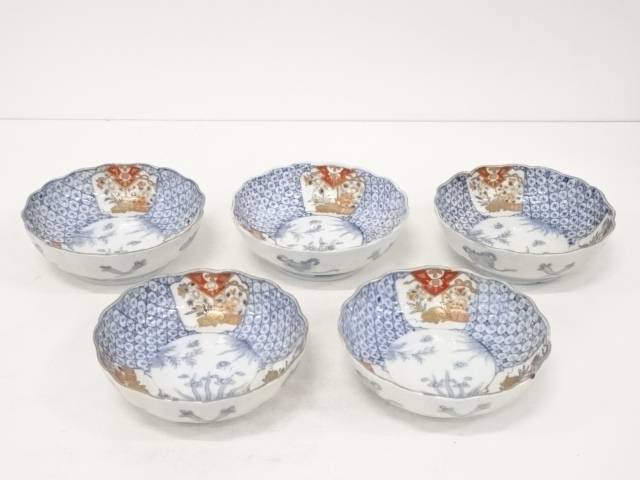 正規品 会席 来客 向付 小皿 膾皿 和食器 新春セール60 オフ 陶芸 陶器 江戸末期 古伊万里 錦手窓絵輪花なます皿5客 送料無料 中古 居酒屋 酢の物 骨董 おしゃれ 副菜 料理 旅館 料亭 Hricorp Org