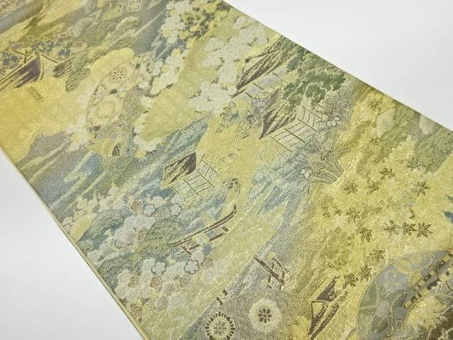 楽譜相授譚送料無料 リサイクル 未使用品 屋敷内風景に草花模様織出し袋帯 送料無料 和服 和装 着物 きもの 帯 おしゃれ かわいい Saleセール 和服レディースファッション Insolite Guadeloupe Voyage Com