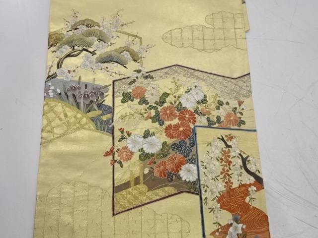 長期展示特価品 リサイクル 作家物 蘇州刺繍屏風に草花模様袋帯 送料無料 和服 和装 着物 きもの 帯 おしゃれ かわいい 特価品 和服レディースファッション Www Insolite Guadeloupe Voyage Com