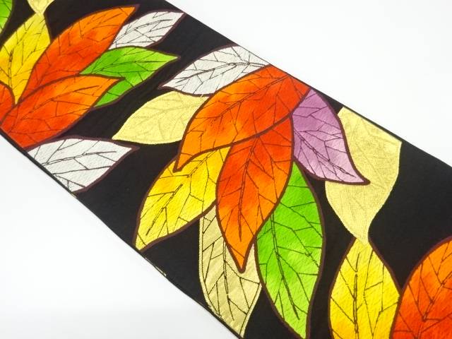 時間指定不可 リサイクル 葉模様織出し袋帯 送料無料 和服 和装 着物 きもの 帯 おしゃれ かわいい 正規激安 Www Fss Qa