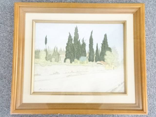 【アンティーク】絵画 服部和三郎筆 「フィレンツェ風景」油彩 肉筆額装【送料無料】