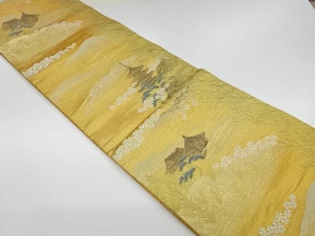 通販 人気 帯 リサイクル 寺院に山並み風景模様織出し袋帯 送料無料 和服 かわいい おしゃれ 帯 きもの 着物 和装 Ktssogutma Com