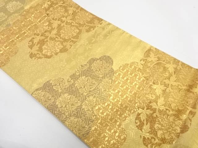 海外輸入 リサイクル 雲取に花唐草模様織出し袋帯 送料無料 和服 和装 着物 きもの 帯 おしゃれ かわいい 珍しい Albertanorthtransport Com