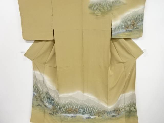 交換無料 リサイクル 作家物 手描き寺院に樹木風景模様訪問着 送料無料 和服 和装 着物 きもの おしゃれ かわいい 上質で快適 Erieshoresag Org