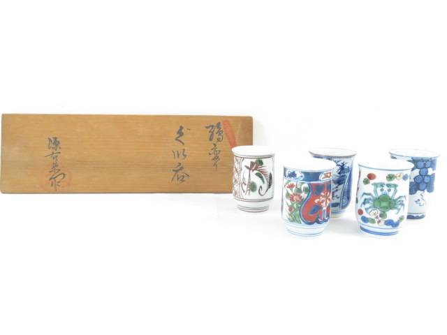 在庫有 陶芸 陶器 陶芸 陶器 柄変わり ぐい呑 5客 共箱付 送料無料 中古 酒器 和食器 骨董 お酒 料理 居酒屋 来客 おしゃれ ぐい飲み ぐい呑み ディスプレイ インテリア 棚 お茶道具 着物のネットショップ圭 全日本送料無料 Erieshoresag Org