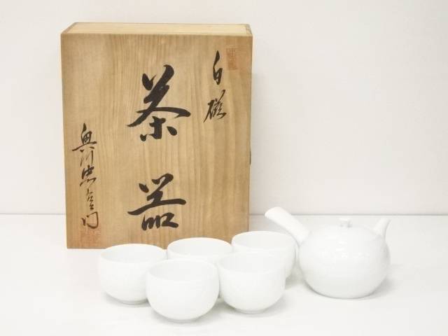 陶芸 陶器 奥川忠右衛門造 白磁茶器セット 共箱 送料無料 中古 茶器 茶の湯 茶会 茶席 茶事 茶道具 骨董 お茶 一式 揃え おしゃれ 煎茶器 Hug Magazine Fr