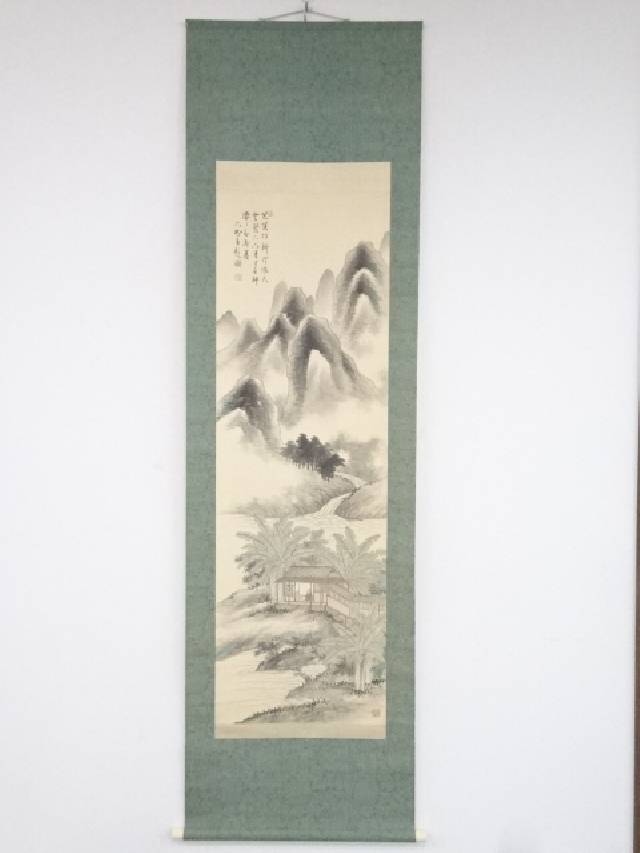書画 杉渓六橋筆 蕉陰書屋図 肉筆絹本掛軸 共箱 送料無料 中古 年中掛け 床の間 リビング 寝室 和室 表具 書 おしゃれ インテリア アート 絵画 芸術 掛け軸 Psicologosancora Es
