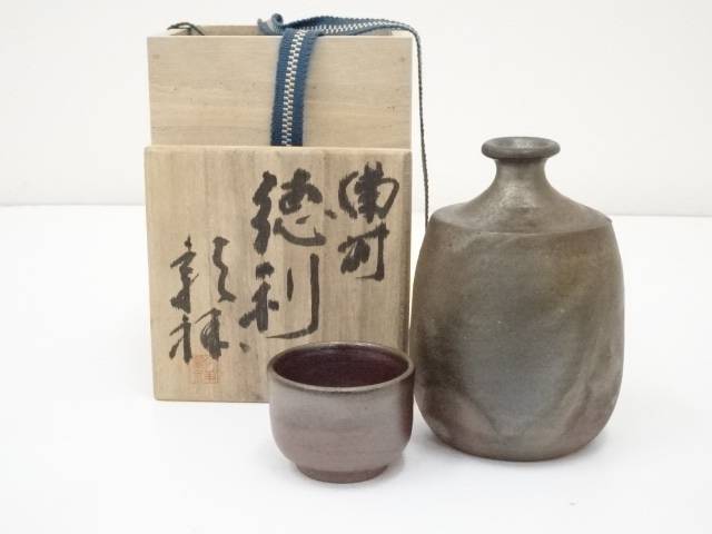 陶芸 陶器 備前焼 田村彰祥造 徳利 ぐい呑セット 共箱 送料無料 中古 酒器 和食器 骨董 お酒 料理 居酒屋 来客 おしゃれ ぐい飲み ぐい呑み ディスプレイ インテリア 棚 Andapt Com