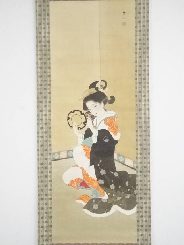 書画 大正 昭和頃 敬城筆 美人図 肉筆絹本掛軸 保護箱 送料無料 Rvcconst Com