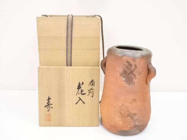 備前焼 花器 茶道具 花瓶 花入 骨董 華道 壺 楽天市場】【中古】【華道】備前焼 春湖苑造 花入（共箱）【送料