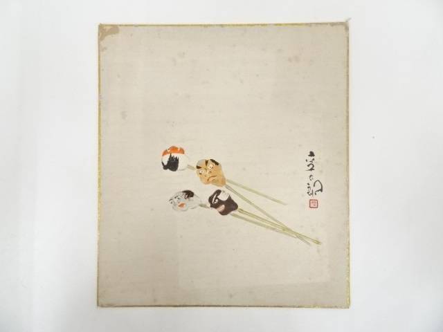 絵画　桔梗　肉筆色紙絵 絵画 桔梗 肉筆色紙絵