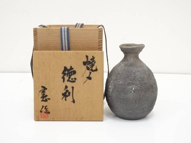 サマーセール50 オフ 陶芸 おしゃれ 共箱 送料無料 中古 かわいい 酒 焼締徳利 作家物 陶器 日本酒 酒器