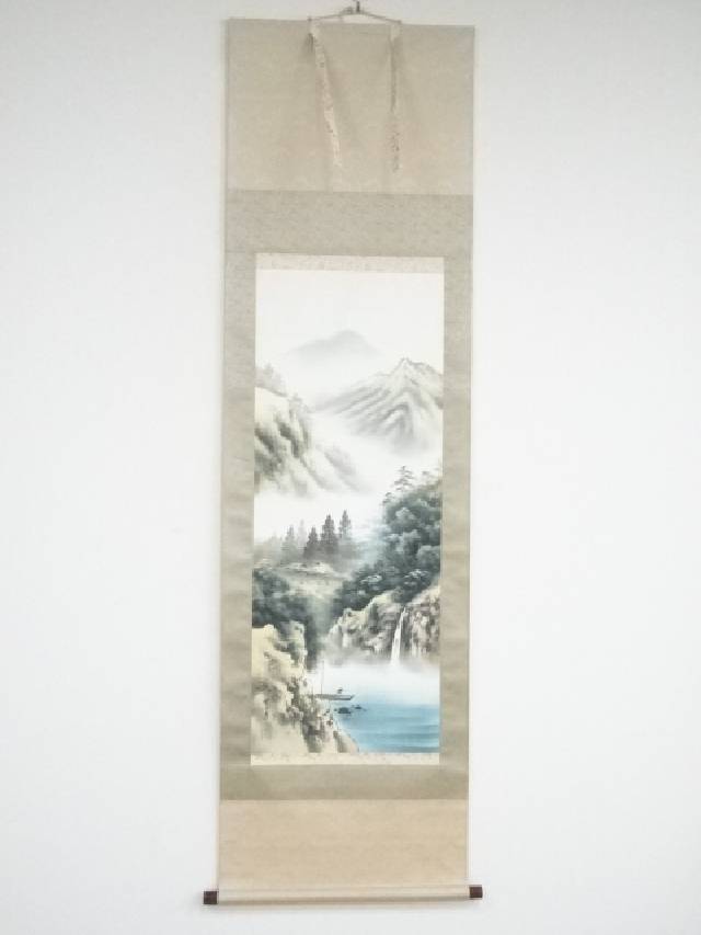 No3715 額装　墨絵の詩人　緒方俊平　山水人物画賛　肉筆紙本　箱付　送料無料 No3715 額装 墨絵の詩人 緒方俊平 山水人物画賛 肉筆紙本 箱付 送料