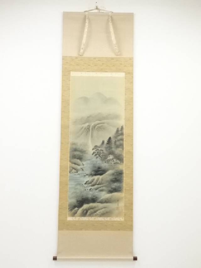 掛軸　渓月銘　山水図　定番作品　共箱入　K131 掛軸 渓月銘 山水図 定番作品 共箱入 K131