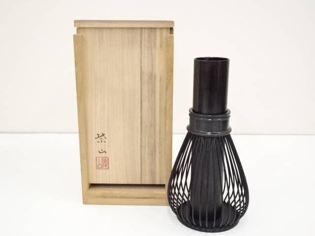 海外限定 高野紫山造 唐銅茶筅形花挿 共箱 中古 花挿し 花器 おしゃれ フラワーベース 華道具 華道 茶道具 茶道 インテリア 生花 花入れ Vsot Kingfaisalprize Org