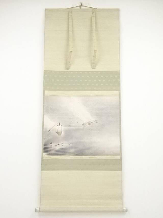 七夕セール30 オフ 書画 鵜飼 アート 表具 おしゃれ 書 中古 床の間 送料無料 絵画 肉筆紙本掛軸 作家物 掛け軸