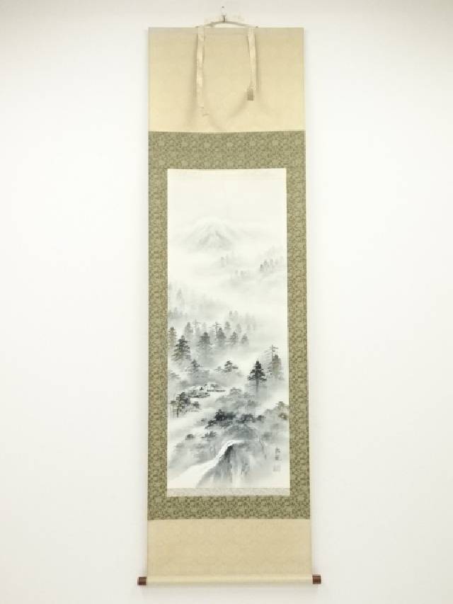 石 山 筆 【 肉筆 】 絹本掛軸 著色水墨画 共箱 落款印譜在 楽天市場】【中古】【書画】小池石松筆 水墨山水 肉筆絹本掛軸