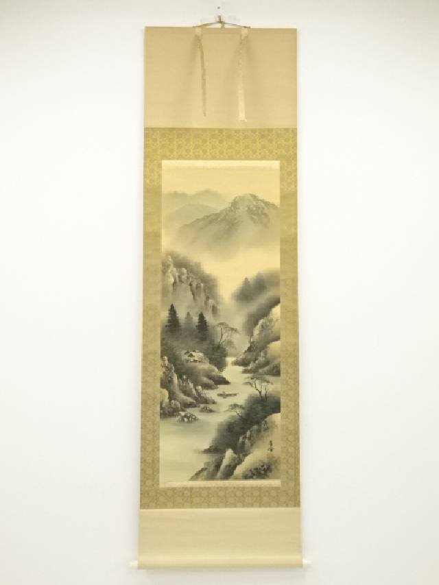 楽天市場】【中古】【書画】昇峰筆 彩色山水 肉筆絹本掛軸（共箱