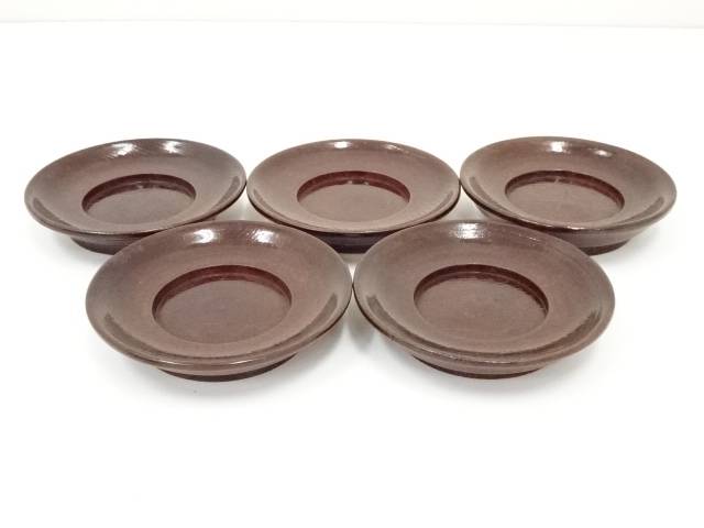 煎茶道具　茶托五客 楽天市場】【中古】【煎茶道具】玉川堂造 銅蓮葉形茶托5客（共箱