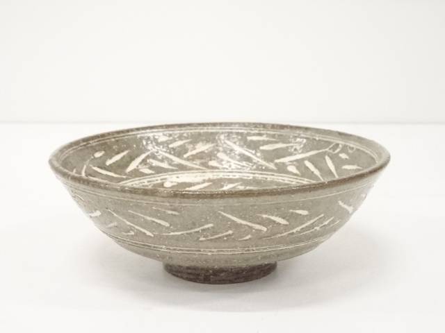 JA】京都 日展作家 河合瑞豊 三島茶碗 四方桟