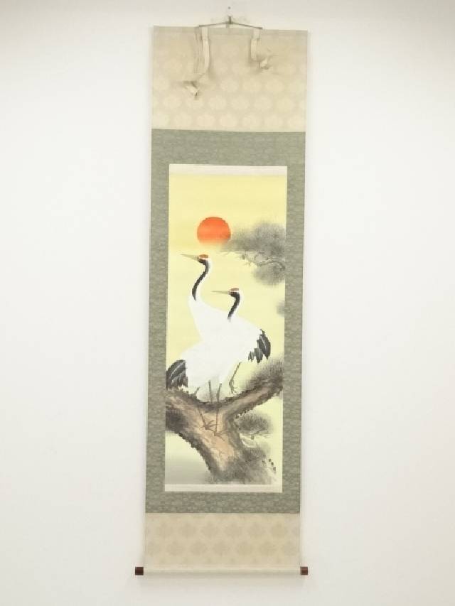 鯉の瀧昇り日本画・肉筆絹本　掛け軸　古美術 楽天市場】【中古】【書画】井上秀峰筆 滝鯉 肉筆絹本掛軸（共箱