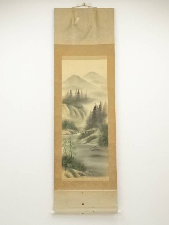 掛軸 平岩長四郎 水墨山水 共箱 床掛け 風景画 年中掛け 日本画家 墨蹟 掛軸 平岩長四郎 水墨山水 共箱 床掛け 風景画 年中掛け 日本画家