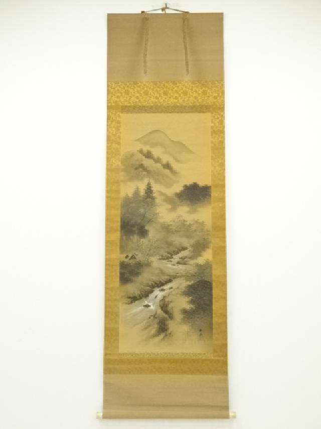 掛け軸 茶掛 村瀬晃甫 山水絵 肉筆 茶道具 茶道 インテリア