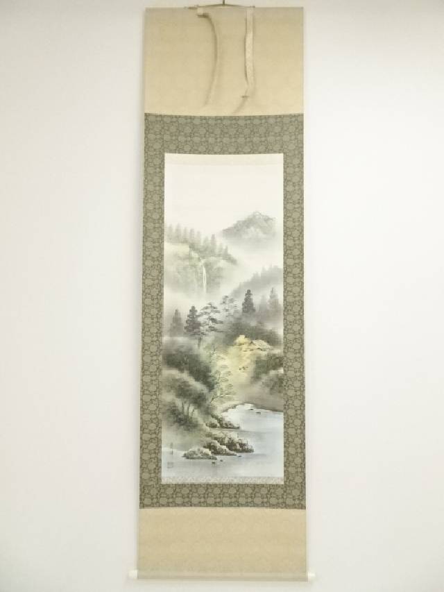 楽天市場】【中古】【書画】昇峰筆 彩色山水 肉筆絹本掛軸（共箱