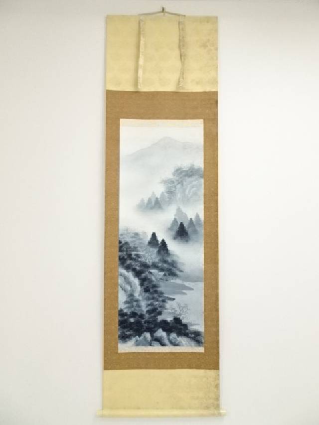 楽天市場】【中古】【書画】深堂筆 水墨山水 肉筆絹本掛軸【送料