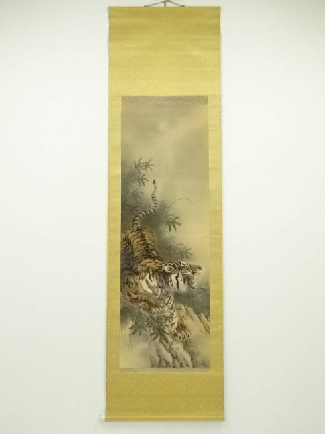 楽天市場】【中古】【書画】長谷川俊筆 白虎 肉筆絹本掛軸【送料