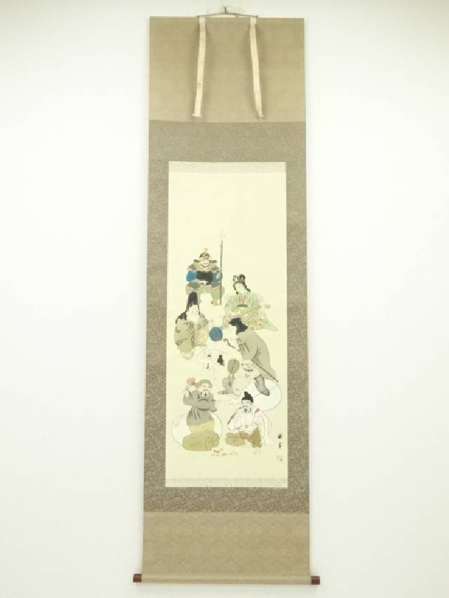 送料無料　 時代物　雲泉筆　『乗龍図』掛け軸絹本肉筆全体183×60ｃｍ中国美術 送料無料 時代物 雲泉筆 『乗龍図』掛け軸絹本肉筆全体183