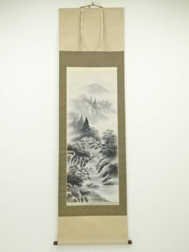 楽天市場】【中古】【書画】渡辺緑雲筆 水墨山水 肉筆絹本掛軸