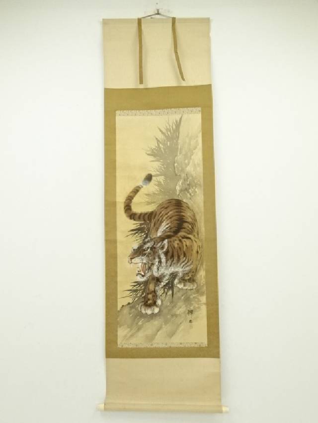 大橋翠谷「月に虎」絹本掛軸 186×54cm 江戸後期 値引き交渉可 Yahoo!オークション - 【模写】翠堂「月虎図」掛軸 絹本 花鳥図