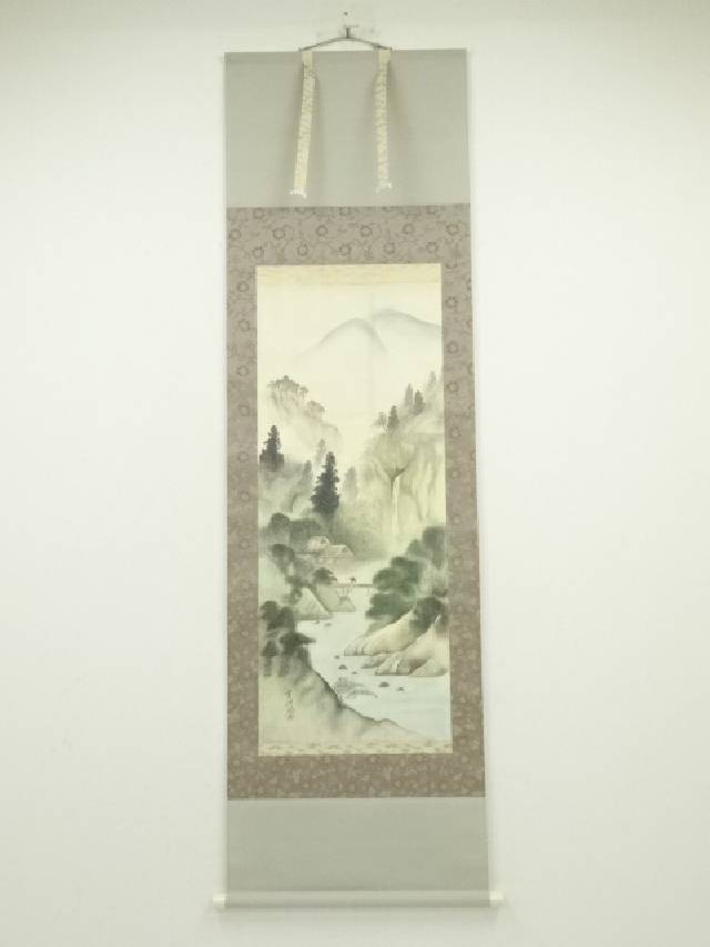 掛軸 石田雪外作 富士山 群鶴 山水画「 風水富峰雄翔図 」923 掛軸 石田雪外作 富士山 群鶴 山水画「 風水富峰雄翔図 」92