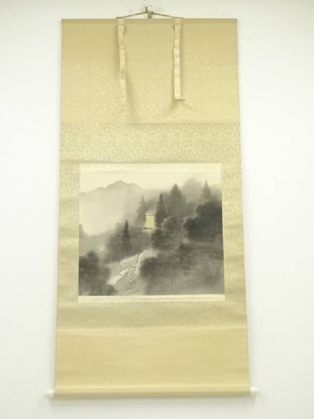 楽天市場】【中古】【書画】春泉筆 彩色山水 肉筆絹本掛軸（共箱