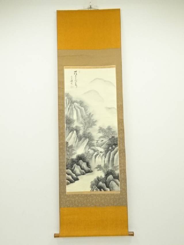 箱付き 水墨山水 掛軸 茶道具 和室 茶室 工芸品 アンティーク 書 日本 楽天市場】【中古】【書画】斎木玉泉筆 水墨山水 肉筆絹本掛軸
