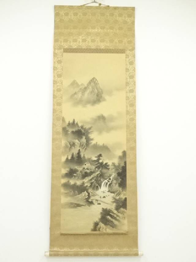 楽天市場】【中古】【書画】小野智久牛筆 彩色山水 肉筆絹本掛軸