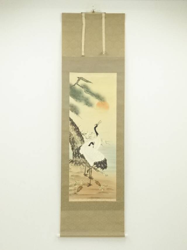 古画　日本画　山水画　仙境 鶴と亀　松竹梅　絹本　肉筆　佚名 7093179_083.jpg