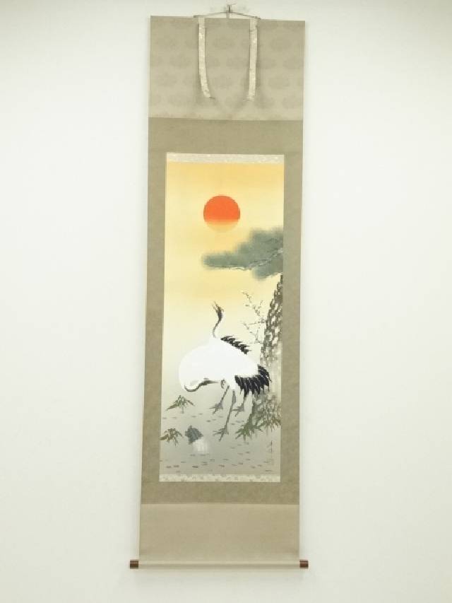 楽天市場】【中古】【書画】鈴木竹甫筆 松竹梅鶴亀 肉筆絹本掛軸