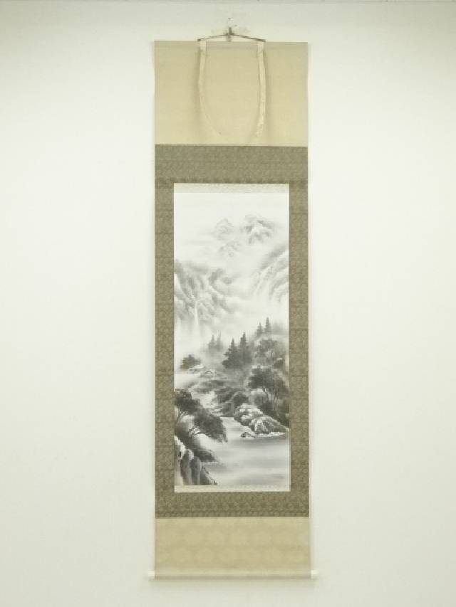 楽天市場】【中古】【書画】文景筆 水墨山水 肉筆絹本掛軸（共箱