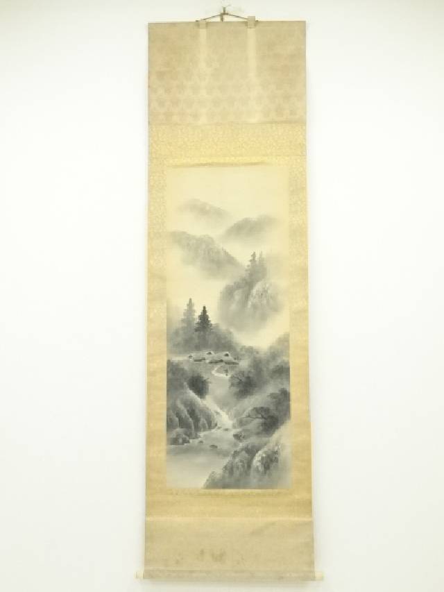 楽天市場】【中古】【書画】渡辺緑雲筆 水墨山水 肉筆絹本掛軸