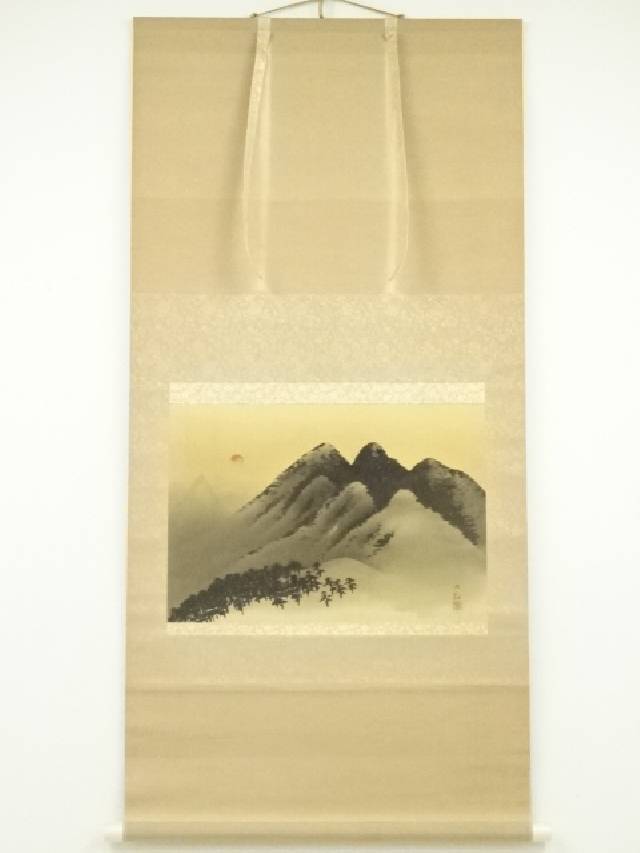 美品　横山大観 「曳舟図」 工芸印刷 絹本 日本画 掛軸 Yahoo!オークション - 【複製】横山大観『曳舟図』掛軸 合箱 紙