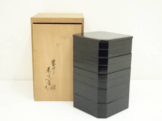 【最終価格!!】茶道菓子器　木製　柿合塗縁高重　５段 楽天市場】【茶器/茶道具 菓子器】 縁高（縁高重） 掻合塗り 五