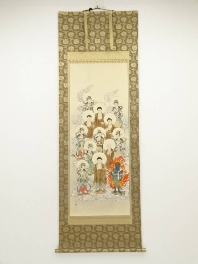 送料無料　 時代物　雲泉筆　『乗龍図』掛け軸絹本肉筆全体183×60ｃｍ中国美術 送料無料 時代物 雲泉筆 『乗龍図』掛け軸絹本肉筆全体183