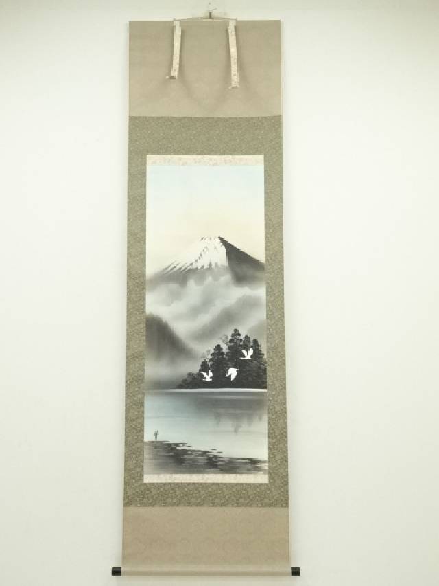【真作】掛軸 河野華崖『晩秋 秋景山水図』絹本 肉筆 共箱 掛け軸 g01292 真作】掛軸 河野華崖『晩秋 秋景山水図』絹本 肉筆 共箱 掛け軸