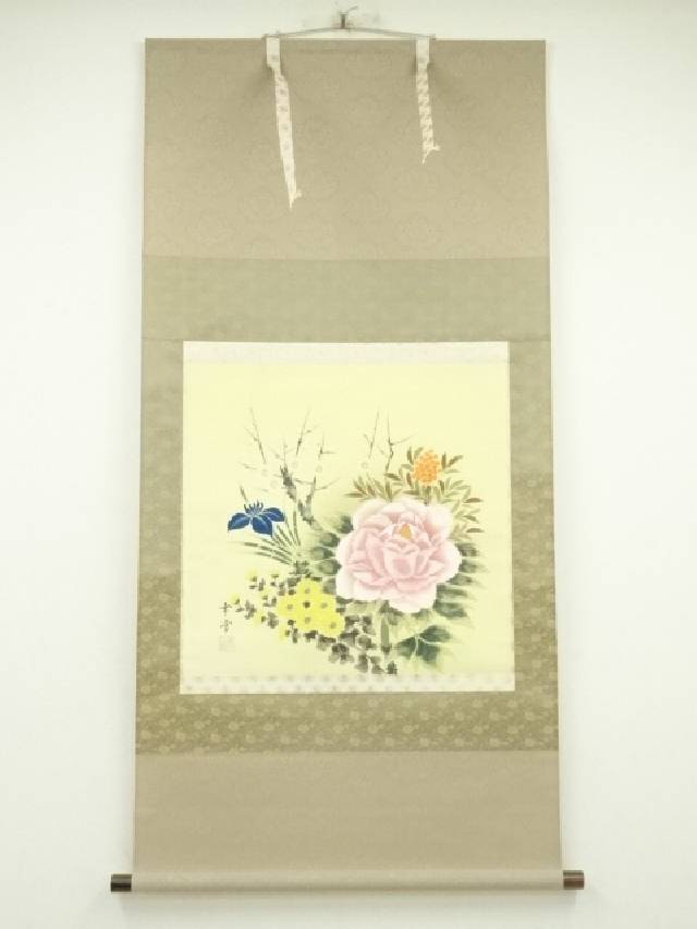 楽天市場】【中古】【書画】古雪筆 高砂 肉筆絹本掛軸（共箱・二