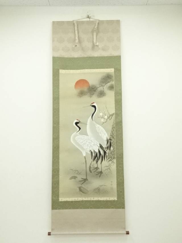 楽天市場】【中古】【書画】細野南洞筆 松竹梅鶴亀 肉筆絹本掛軸